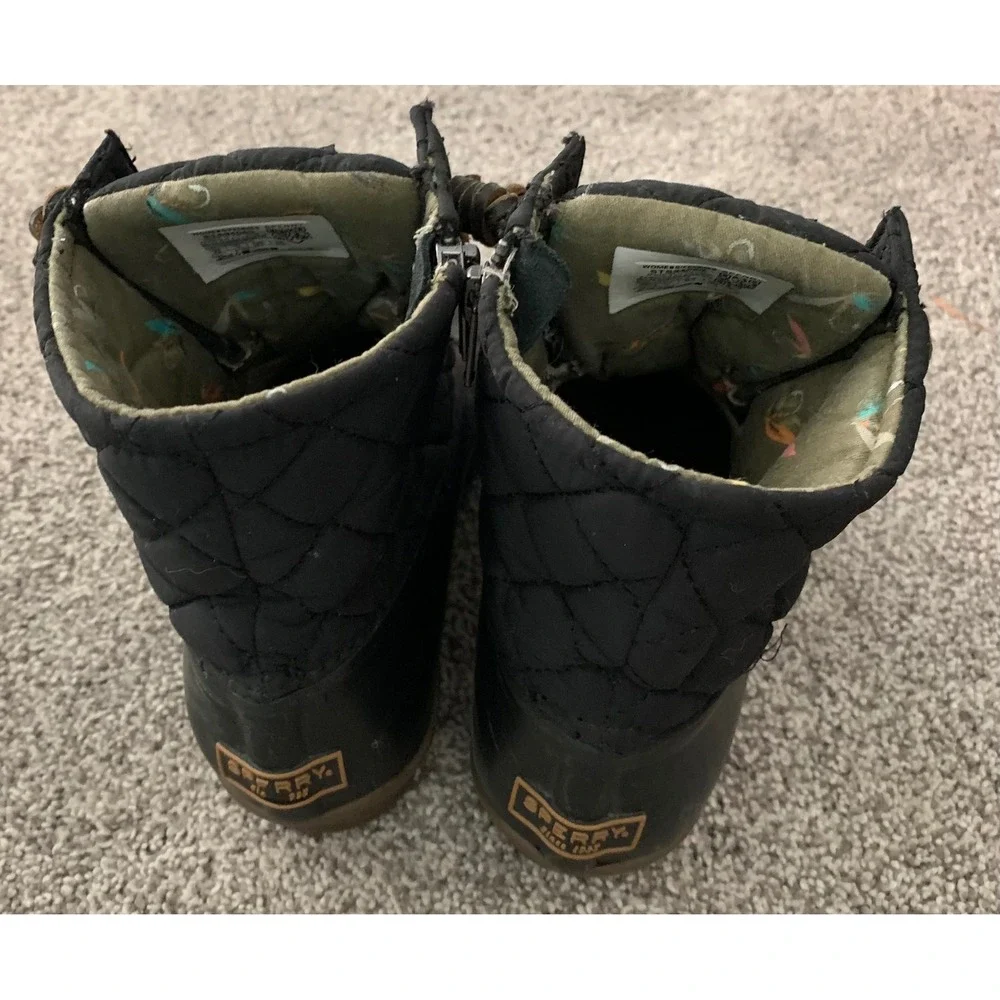 Sperry Saltwater Black Quilted Duck Boots STS94063 Gorpcore Streetwear 5.5 Retro